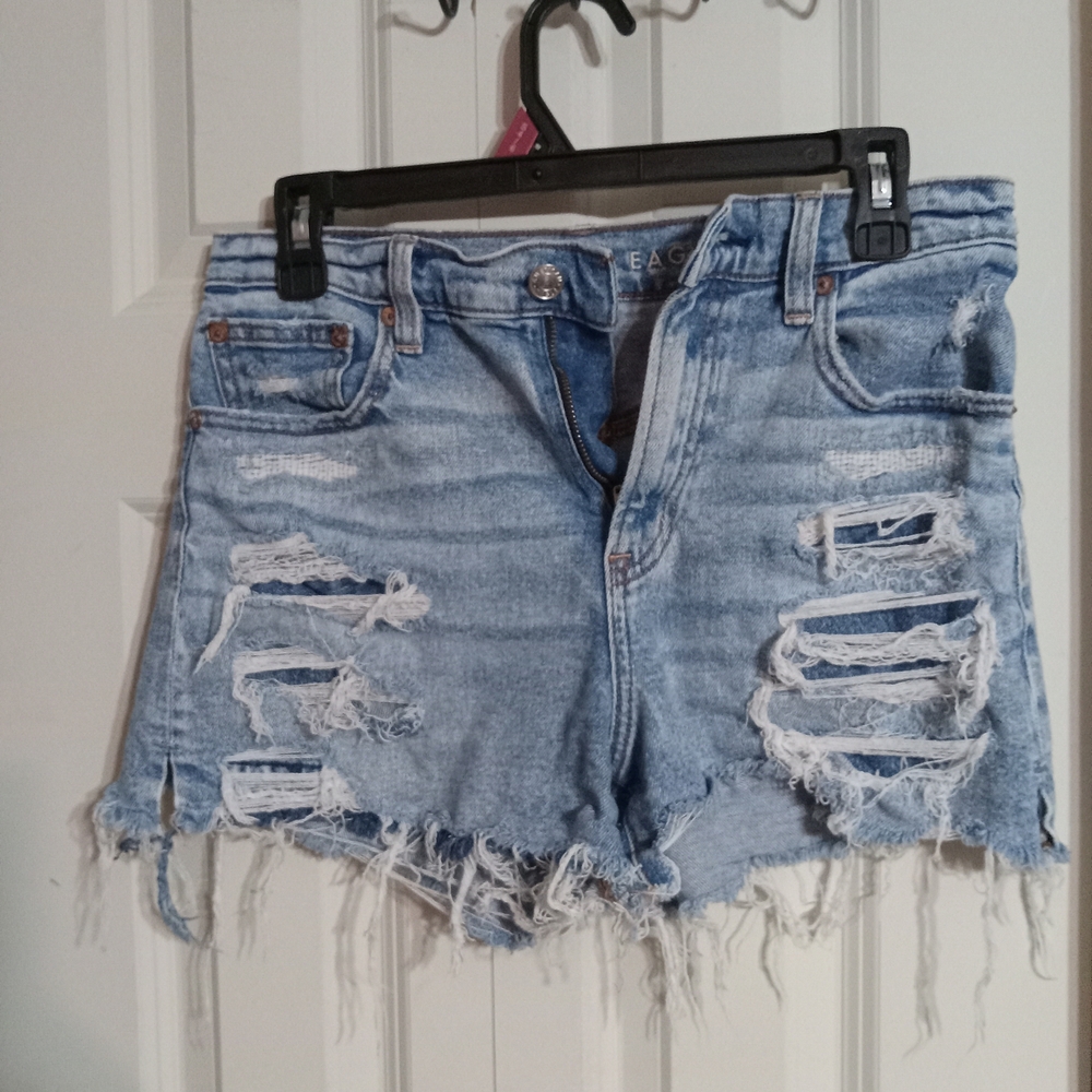 American Eagle Outfitters Light Blue Distressed Jean Shorts